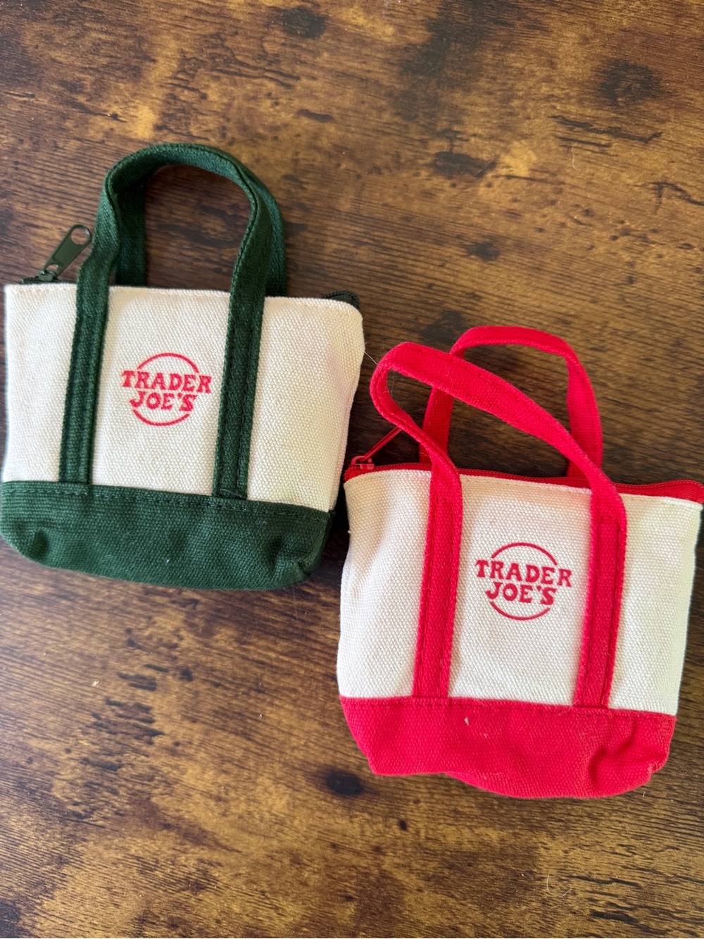 Trader Joe's Mini Tote Pouches — Red & Forest Green - Picture 2 of 6